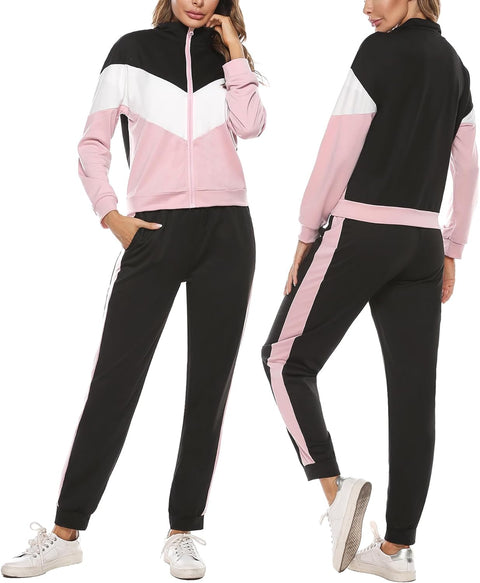 Women Tracksuit Set Long Sleeve Stripe Zip up Sweatshirt Drawstring Baggy Jogger Pant Loungewear Set Joggings Suit Sport Yoga Gym Workout Outfit Full Tracksuit