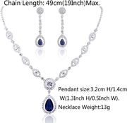 AAA Cubic Zirconia CZ Women'S Party Jewelry Set Fashion Earrings Pendant Necklace Silver Plated