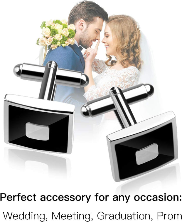 Cufflinks for Men, Fashionable Retro Striped Cuff Links Classic Tie Clips for Suit Shirt Wedding Business Graduation Gift