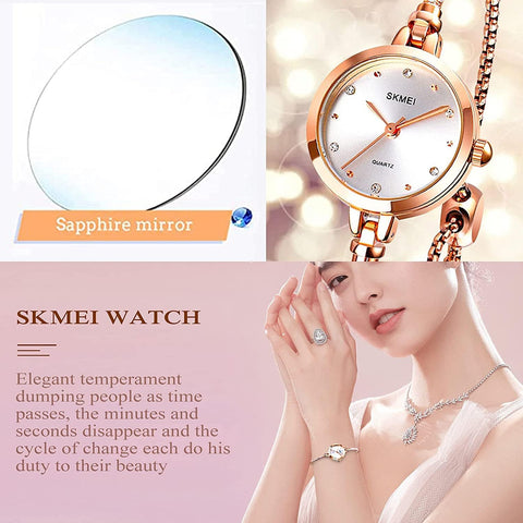 Women Watches Bracelet Diamond Ladies Female Small Rose Gold Fashion Luxury Thin Waterproof Analog Quartz Casual Girls Wife Gifts Silver Wrist Watch