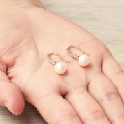 Rose Gold Plated Pearl Drop Set Created with Zircondia® Crystals