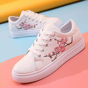 Flat Lace up Trainers Shoes Women Casual Sports Embroidered Breathable Athletic Shoes Low Top Sneakers Spring Autumn Vulcanize Shoes