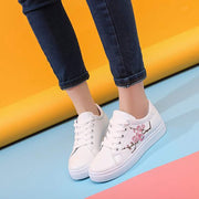 Flat Lace up Trainers Shoes Women Casual Sports Embroidered Breathable Athletic Shoes Low Top Sneakers Spring Autumn Vulcanize Shoes