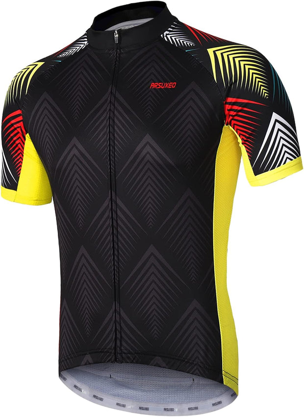 Mens Cycling Jersey Short Sleeves MTB Jersey Bright Bike T-Shirt Breathable Cycle Top ZY84