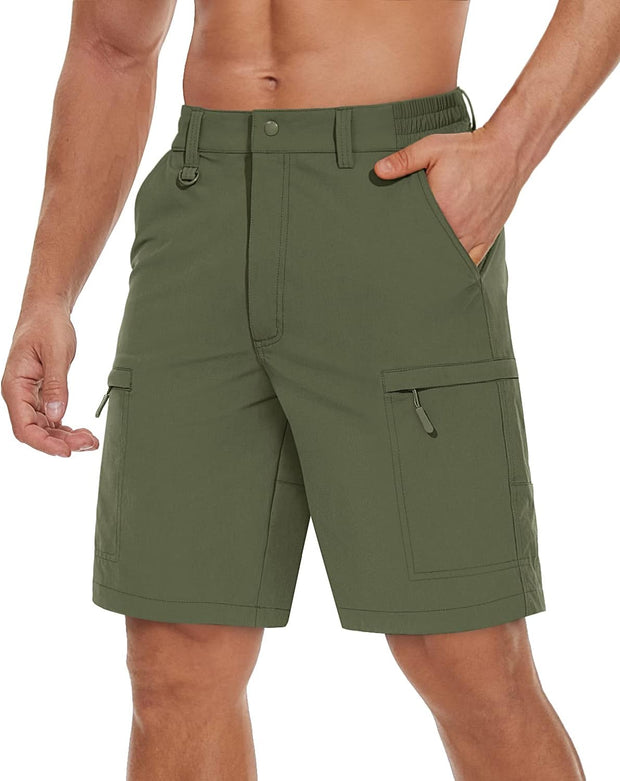 Men'S Cargo Work Shorts Outdoor Stretch Hiking Walking Shorts with 5 Zip Pockets