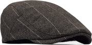 Mens Tweed Flat Cap Driving Hat Newsboy Cap - Adjustable Fashion Newsboy Irish Beret Hat, Autumn Winter, 55-59CM