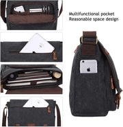 Men'S Messenger Bag Crossbody Shoulder 15.6 Inch Laptop Vintage Canvas Briefcase Satchel for Work School Traveling Daily Use Multiple Pocket