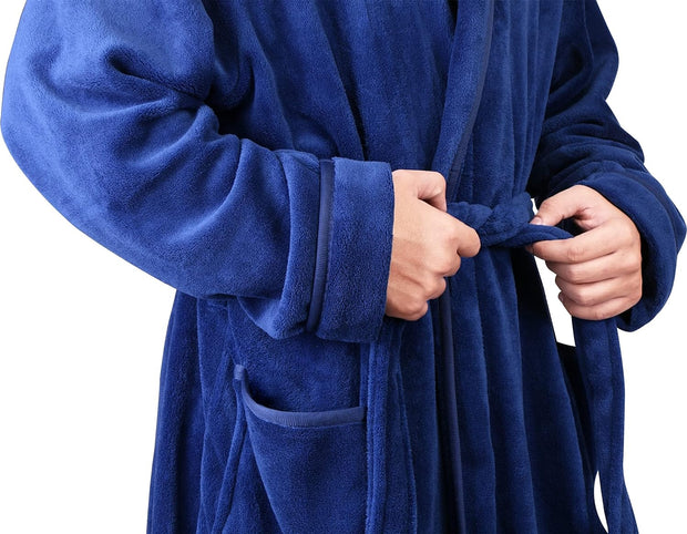 Luxury Men’S Hooded Dressing Gown | Super Soft Men’S Fleece Robe | Cozy Hooded Plush Loungewear