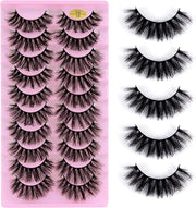 False Eyelashes Mink Lashes, 8 Pairs Dramatic D-Curly Natural Fluffy Fake Lashes (025)