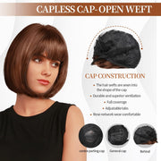 Brown Bob Wig with Bangs Short Wigs Synthetic Hair Short Brown Wigs Hair Bangs Wig Human Hair Wig Short Short Straight Short Bob Wig Bob Hair Wig Daily Party Cosplay Costume for Daily Party Halloween