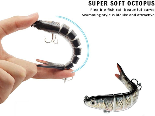 Fishing Bait for Bass 8 Segment Multi Swimbaits Slow Sinking Lure Kit with Fishing Hooks