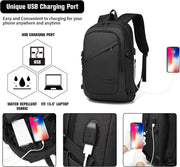 Laptop Backpack Anti-Theft Travel Business Computer Rucksack Work Bag with USB Charging Port Lightweight Laptop Bag Water Resistant School Backpack Bag for Men Women Fits 15.6 Inch (Black)