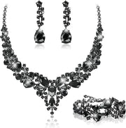 Bridal Wedding Jewellery Set for Women Crystal Teardrop Cluster Statement Necklace Earrings and Bracelet Set Gifts Wedding Engagement Bridesmaid Costume Dress Prom Jewellery Sets