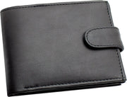 RAS Mens RFID Blocking Soft Smooth Genuine Leather Wallet with a Zipped Coin Pocket and Id Card Window 94 (Black)