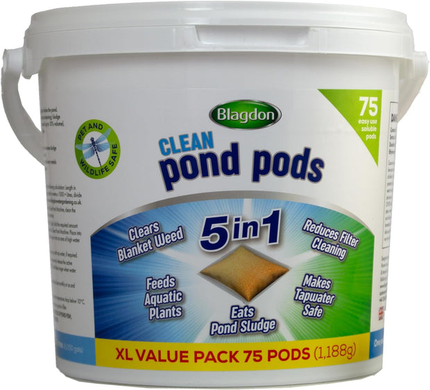 Clean Pond Pods, Clears Blanket Weed, Reduces Filter Cleaning, Feeds Aquatic Plants, Eats Pond Sludge, Removes Chlorine, Makes Tap Water Safe, Pet & Wildlife Safe (Pack of 6 Pods)