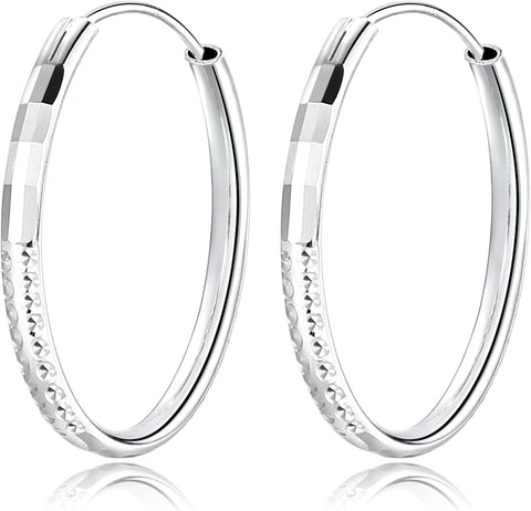 925 Sterling Silver Hoop Earrings 3 Mm Thick Large Fine Hoops for Women Girls,Diameter 25 35 45 55 65 Mm