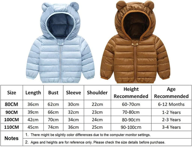 Kids Puffer Jacket Winter Hooded Coat Padded Jacket Lightweight Outerwear Boys Girls Outfits Black 3-4 Years