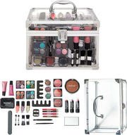 36 Pcs Clear Carry & Storage Train Case Including Beauty Makeup Cosmetics & Tools