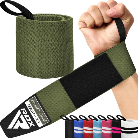 Weight Lifting Wrist Wraps Support, IPL USPA Approved, Elasticated Pro 18” Cotton Straps, Thumb Loop, Powerlifting Bodybuilding Fitness Strength Gym Training WOD Workout, Gymnastics Calisthenics