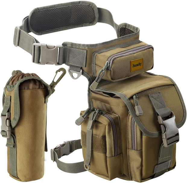 Tactical Waist Bag Drop Leg Bag Multifunctional Thigh Bag Motorcycle Leg Bag Military Hip Bag Hiking Waist Pack with Water Bottle Pouch for Motorcycling Hiking Traveling Fishing Camping