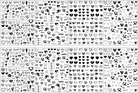 8 Sheets Valentines Day Nail Art Stickers Decals  Self Adhesive Red Heart Love Kiss Lip Rose Flower Pattern DIY Design Nail Decoration for Women Girls…