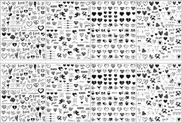 8 Sheets Valentines Day Nail Art Stickers Decals  Self Adhesive Red Heart Love Kiss Lip Rose Flower Pattern DIY Design Nail Decoration for Women Girls…