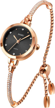 Women Watches Bracelet Diamond Ladies Female Small Rose Gold Fashion Luxury Thin Waterproof Analog Quartz Casual Girls Wife Gifts Silver Wrist Watch