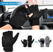 Winter Fingerless Gloves for Men & Women: Cold Weather Windproof Warm Waterproof Lightweight Touch Screen Mittens Black S/M/L