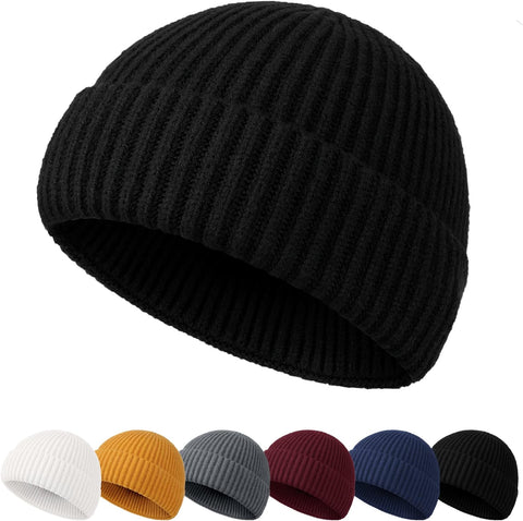 Beanie Hat Men - Fisherman Beanie Trawler Beanie Knitted Cuffed Winter Hat Skullcap Gifts for Men UK