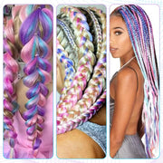 2PCS 4 Tone Hair Extensions for Braiding, Mermaid Fake Braids Hair, Plait Coloured Synthetic Wig