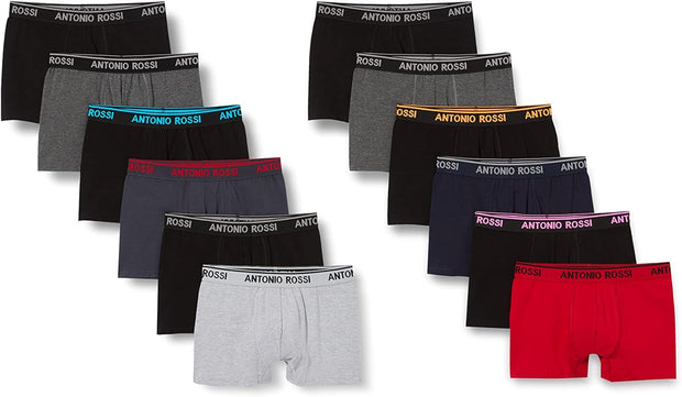 (12-Pack) Men'S Fitted Boxer Hipsters - Mens Boxers Shorts Multipack with Elastic Waistband - Cotton Rich, Comfortable Mens Underwear