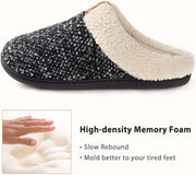 Ladies' Cozy Memory Foam Slippers Fuzzy Wool-Like Plush Fleece Lined House Shoes W/Indoor, Outdoor Anti-Skid Rubber Sole