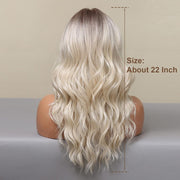 Ombre Blonde Lace Front Wig Long Wavy Synthetic Wigs for Women Middle Part Wigs Natural Looking Synthetic Wig for Women……