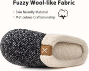 Ladies' Cozy Memory Foam Slippers Fuzzy Wool-Like Plush Fleece Lined House Shoes W/Indoor, Outdoor Anti-Skid Rubber Sole