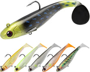 Soft Fishing Lures for Bass Pike Trout Perch, Pre-Rigged Jigs Head Sea Fishing Lures with Ultra-Sharp BKK/VMC Hooks, Plastic Artificial Swimbaits, Fishing Tackle for Saltwater & Freshwater