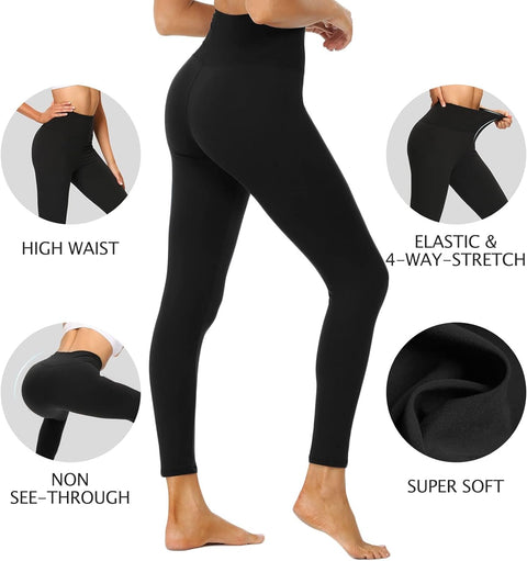 3 Pack Leggings for Women High Waisted Black Leggings Tummy Control Stretchy Pants Trousers for Gym Fitness Yoga Running Regular&Plus Size