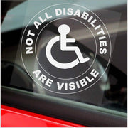 1 X Sticker Not All Disabilities Are VISIBLE Sign Car Disabled Window Badge Blue Holder Awareness Notice Driver Vehicle Disability Wheelchair White on Clear round 100Mm