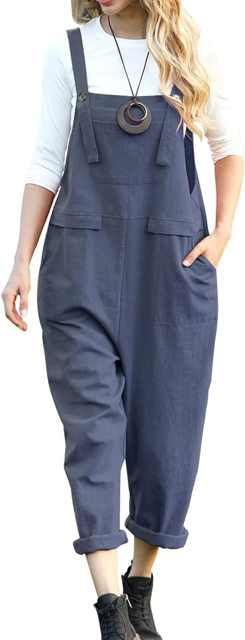 Women'S Dungarees Loose Casual Sleeveless Overall Long Jumpsuit Playsuit Dungarees PV9UK