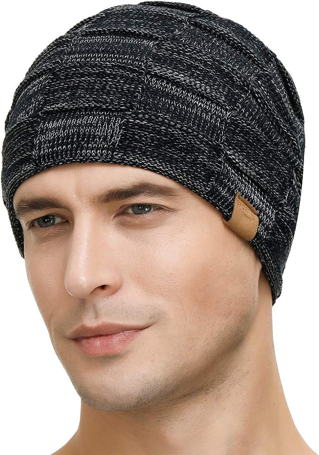 Slouchy Beanie for Men Winter Hats for Guys Cool Beanies Mens Lined Knit Warm Thick Skully Stocking Binie Hat