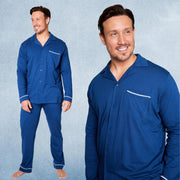 Mens Pyjamas Set - Classic Button down Nightwear Long Sleeve & Bottoms Pjs Cosy Cotton Lounge Wear M-3XL - Sleepwear Gifts for Him