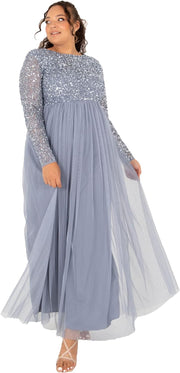 Women'S Maya Embellished Long Sleeve Maxi Dress Bridesmaid