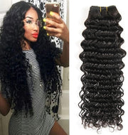 Deep Wave Human Hair Bundles Brazilian Virgin Hair Deep Curly Bundles Single Weave Bundles Human Hair Natural Black Color Can Be Dyed 1 Bundle 100G 16 Inch