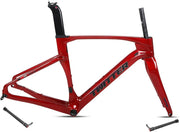 Gravel Bike Frameset 700C Carbon Road Bike Frame 45/48/51/54Cm Thru Axle F12X100Mm/R12X142Mm Disc Brake Frame Internal Routing Lightweight (Color : Geel, Size : 54CM)