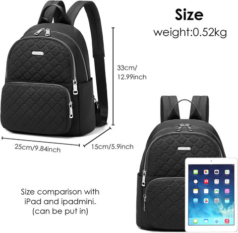 Backpack Womens Fashion Lightweight Ladies Backpack Nylon Casual Anti-Theft Shoulder School Bag Small Backpack Purse for Women Girls (New Black)