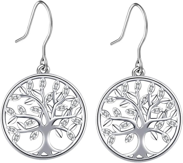 Tree of Life Earrings Women Sterling Silver Dangle Drop Earings Jewellery Gifts for Mom Wife Daughter Sisters