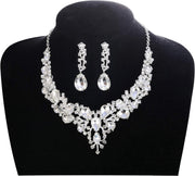 Crystal Bridal Jewelry Set for Women Rhinestone Necklace Earrings Bracelet Wedding Bridesmaid Gifts Fit with Wedding Dress