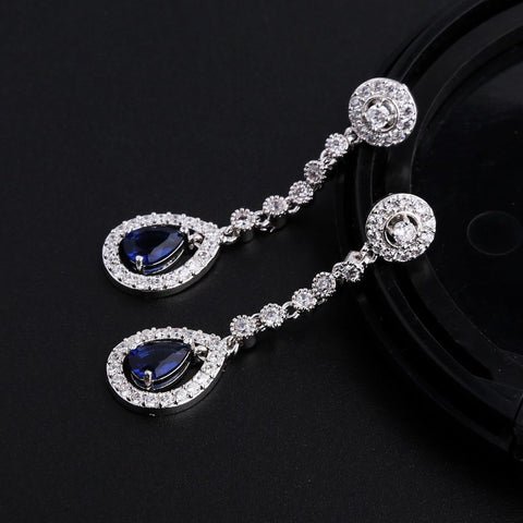 AAA Cubic Zirconia CZ Women'S Party Jewelry Set Fashion Earrings Pendant Necklace Silver Plated