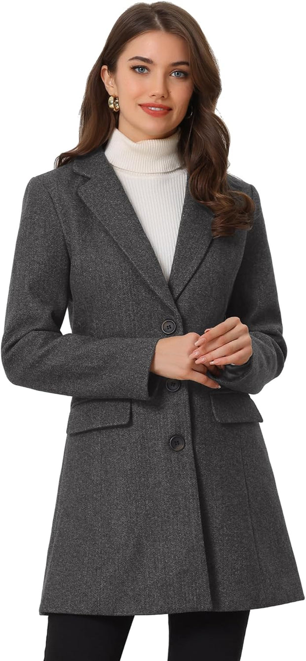 Winter Coats for Women, Single Breasted Notched Lapel, Winter Outwear