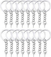 100Pcs Keychain Rings with Chain, Open Jump Rings and Screw Eye Pins for Crafts Charm Jewelry Making(1 Inch/25Mm)