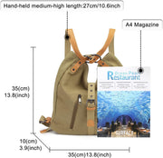 Women Backpack Canvas Shoulder Bag Travel Rucksack Convertible 3 in 1 Crossbody Bag Vintage Schoolbag Girl Fashion Backpack Purse for Women Ladies Handbag Casual College Daypack (Khaki)